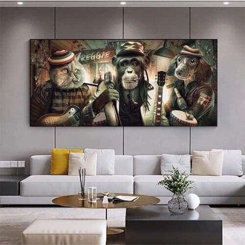 Modern Abstract Smoke Glasses Music Hip Hop Monkey Posters and Prints Canvas Painting Print Wall Art for Living Room Home Decor
