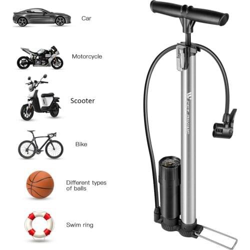 Bicycle Floor Pump 160PSI Bike Air Pump Presta & Schrader Valves Tire Tube Inflator with Multifunction Ball Needle Bike Pump