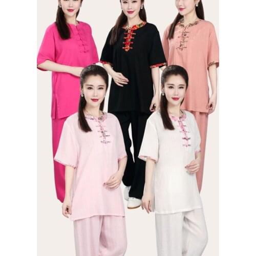 Top quality Summer cotton&linen wushu uniforms kung fu suits martial arts clothing Tai chi taijiquan costume black/rose