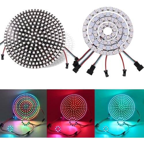WS2812B LED Chip & Heatsink 1 8 12 16 24 32 40 48 60 93 241 LEDs 5V 5050 RGB WS2811 5050 RGB LED Ring ic Built-in