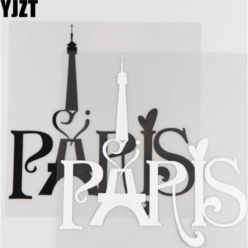 YJZT 15X15.4CM PARIS Art Fashion Word Car Sticker Vinyl Decal Modern Cartoon Black/Silver 4C-0064