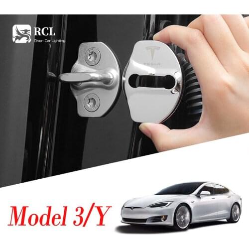 Door Lock Cover Protector Latches Door Stopper Covers Set 6 Interior Accessories For Tesla Model 3 Model Y Automobile Supplies