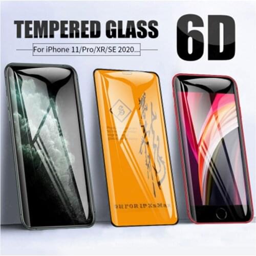 10pcs 6D Full Glue Tempered Glass For iPhone 11 Pro X XR XS Max Screen Protector For iPhone SE 2020 SE 2 8 7 6 6s Plus SE2
