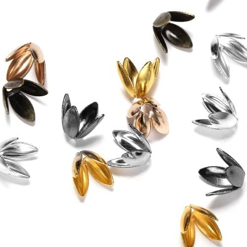 100pcs/set 6mm Flower Bead Caps 4 Leaves DIY Jewelry Accessories Loose Spacer Apart End Bead Caps for Jewelry Making Wholesale