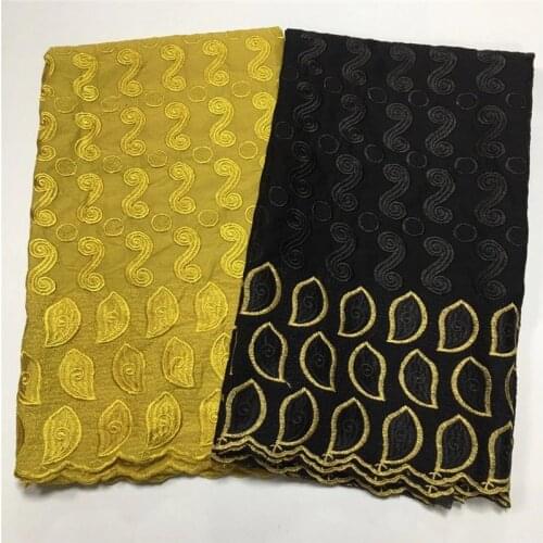 2.5+2.5 yards African Swiss Voile Lace Fabric embroidery lace trim high quality african Dry cotton lace fabric for wedding 12L57
