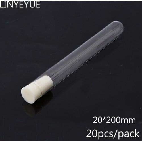 20pcs/pack 20*200mm U-shape Bottom Glass Test Tube with silica gel plug Laboratory Glassware Lab Glass Tube with cap