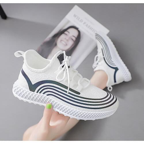 2020 Women Vulcanized Female Sneakers Ladies Flats Canvas Shoes Stretch Fabric Footwear Woman Platform Lace Up Comfortbale