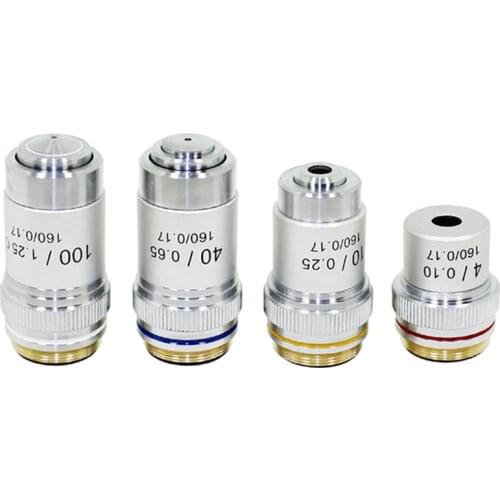 4X 10X 40X 100X Plan Infinity Achromatic Objective Lens for Biological Microscope Lens Accessories Standard RMS