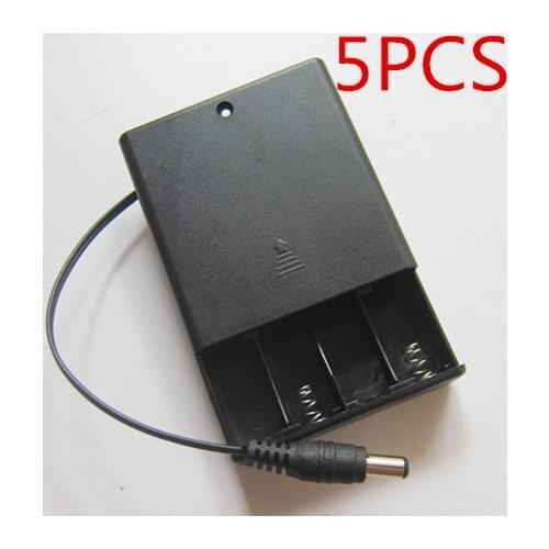 5PCS AA*4 band with lid switch dc head 2.1 * 5.5 AA*4 battery case with cover 6V