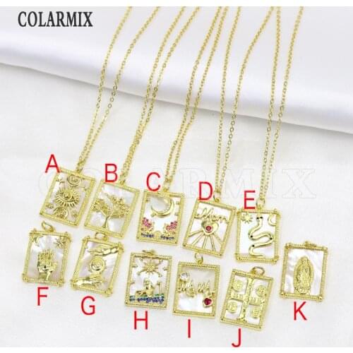 5 Pcs Natural Shell Jewelry pendant Necklace Gold chain Necklace Mix style Necklace Jewelry Necklace Gift 9907