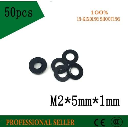 50pcs M2 M2 x 5mm x 1mm M2*5*1 mm Black B Nylon Flat Washer Plastic Insulation Plain Ring Gasket
