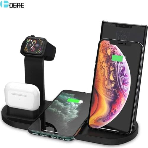 6 in 1 Qi Wireless Charger for iPhone 12 11 XS XR X 8 Samsung S21 Type C USB Fast Charging Station Dock For Apple Watch Airpods