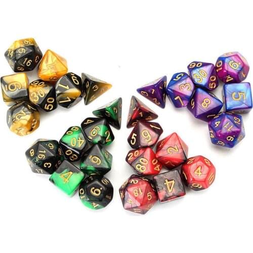 28Pcs Shiny Acrylic Polyhedral Dice DND RPG MTG Role Playing Game 4 Bag Multi-faced Digital Dice Board Game Dice