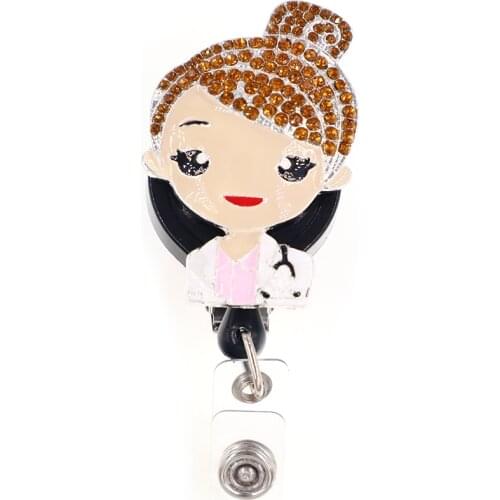 Sparkly Medical Rhinestone Retractable ID Nurse Badge Reel/Holder for Nurse Accessories