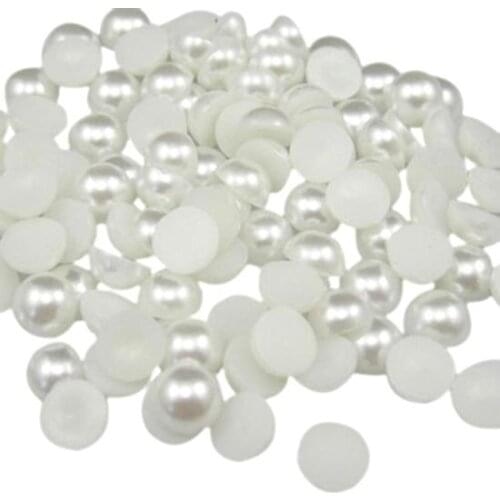 200pcs Faux White Half Pearl Bead 6mm Flat Back Resin Bead Scrapbook Decor Craft