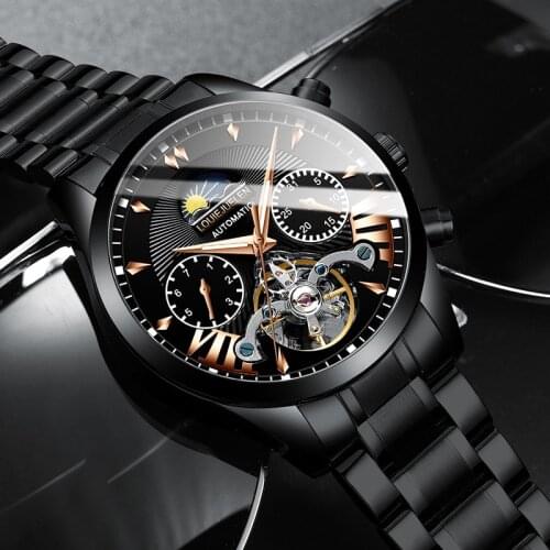 2021 New Automatic Mechanical Mens Watches Top Brand Luxury Skeleton Tourbillon Business Waterproof Watch Men Relogio Masculino