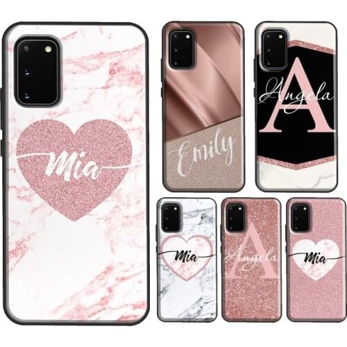 Personalised Name Initial Marble Shimmer Case For Samsung S20 S8 S9 Plus S10 e For Galaxy Note 10 Plus Lite Note 20 Ultra Cover