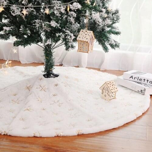 Christmas Tree Decor Plush Beads White Christmas Tree Skirt Under The Tree Christmas Decorations for Home New Year Xmas Supplies