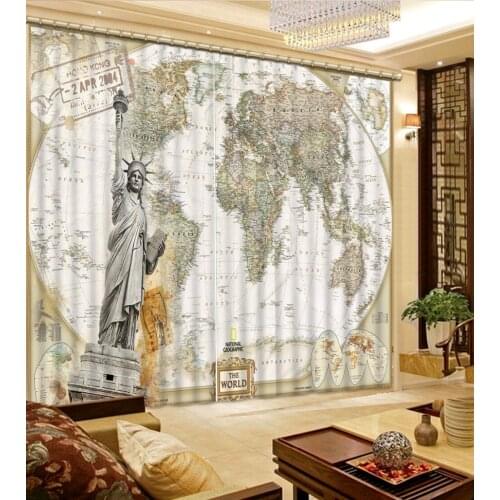 Curtains Decoration European 3D Curtains For Living room Blackout Roaantic Wedding room Bedroom map curtains