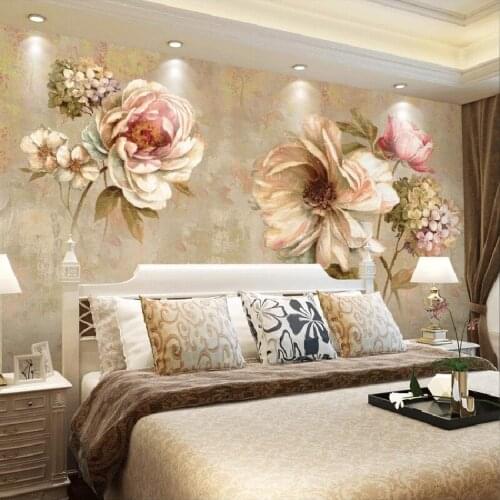 Home Decor Living Room Custom Any Size Mural Wallpaper Vintage Oil Painting Flowers TV Backdrop Bedroom Photo Wall Paper 3D