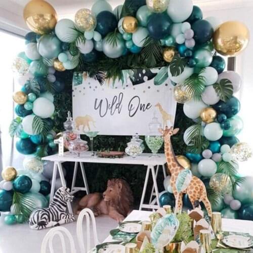 Green Balloon Garland Arch Kit 1st Birthday Party Decoration Kids Wild One Latex Baloon Jungle Safari Party Supplies Baby Shower