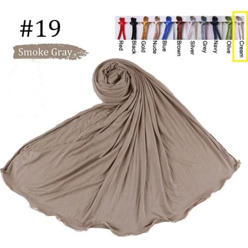 Cotton Stretchy Plain Jersey Hijab Scarf With Colored lines Nertherlands Arab Muslim Women Shawls
