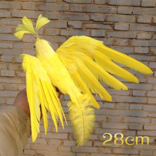 About 28cm simulation wings bird model foam & furs yellow bird doll gift 0740