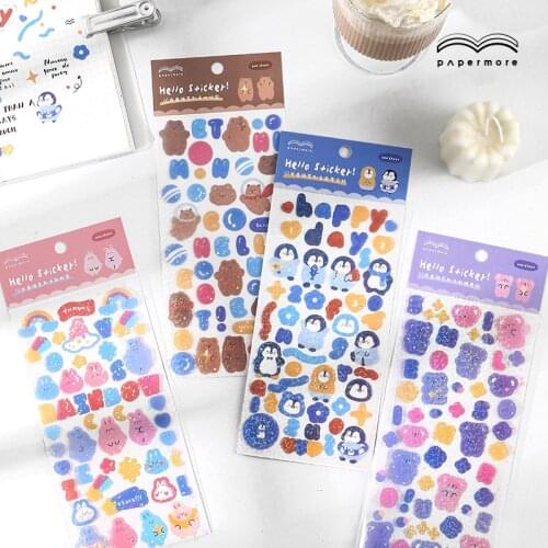 Colorful Cute Animal Stickers DIY Kawaii Laser Sticker Decoration Label for Scrapbook Journal Art Craft Album Planner Diary Book