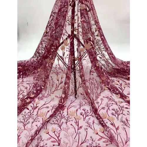 New ladies lace fabric, sequined Nigeria lace, wedding tulle lace fabric FJ34051