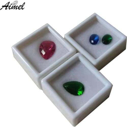 Square Diamond Jewelry Display Box Loose Gemstone Storage Gift Case Clear Cover Diamond Organizer Box With Soft Velvet Pad 50Pcs