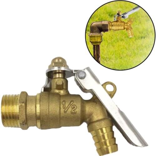 Outdoor Brass Faucet 1/2" Thread Brass Water Tap DN15 Anti-theft Lockable Garden Faucet Single Hole Home Garden Irrigation Tool