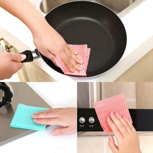 Multi-purpose 80pcs/bag Non-woven Fabric Disposable Kitchen Cleaning Cloth Removable Dish Cloth Scouring Pad Kitchen Cleaning