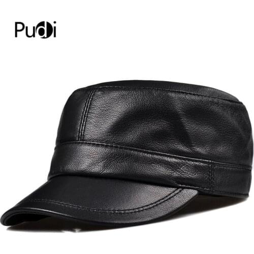 Pudi Man Real Leather Military Hat Cap Winter Warm Baseball Caps Hats HL923