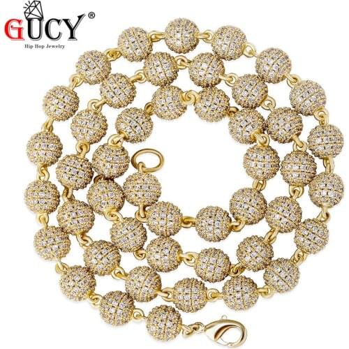 GUCY Iced Round Link Zircon Necklace Hip Hop Fashion Punk Choker Chain Bling Charms Jewelry With Mens For Gift