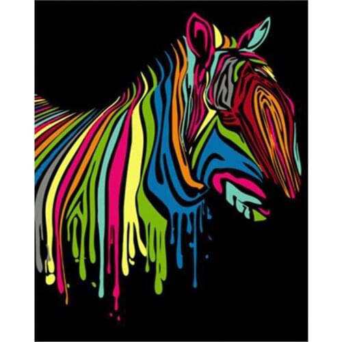 DIY Digital Painting By Numbers Package Colorful zebra oil painting mural Kits Coloring Wall Art Picture Gift frameless