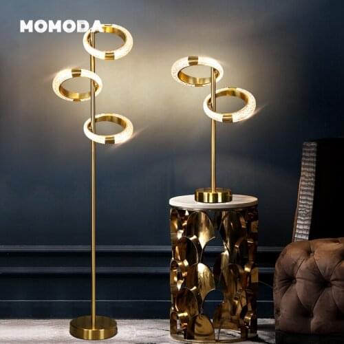 Nordic Copper LED Floor Lamps Simple Strip Line Lights for Room Study Bedroom Living Room Modern Luxury MOMODA Indoor Lightings