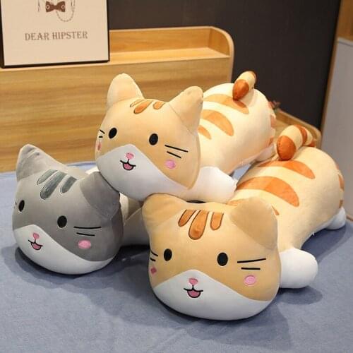 New Cute Cat with Balls Plush Toys Stuffed Animals Cat Pillow Dolls Sofa Cushion Big Aniamls Soft Pillow Kawaii Plush Cat Dolls