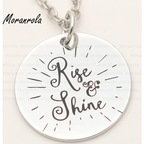 New arried" Rise And Shine " Copper necklace Keychain,charm Hand Stamped Jewelry Gift for Loved one Family necklace Home