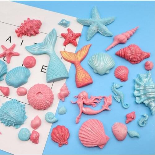 Ocean cake decoration fondant mold mermaid tail shell starfish chocolate silicone mold glue drop mold soap mold