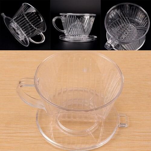 Clear Coffee Filter Cup Cone Drip Dripper Maker Brewer Holder Plastic Reusable
