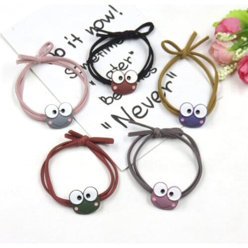 1PCS Novelty Alloy Big Eyes Frog Elastic Hair Bands For Girl Handmade Hair Tie Scrunchy Kids Creative Hair Accessories For Women