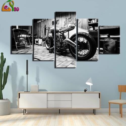 Modern Diamond Art Wall Pictures For Living Room 5 Pieces diy Diamond Painting Motorcycle Pictures Home Decoration
