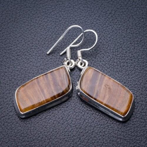 StarGems Natural Indonesia Multicolor Jasper Handmade 925 Sterling Silver Earrings 1.75" E0597