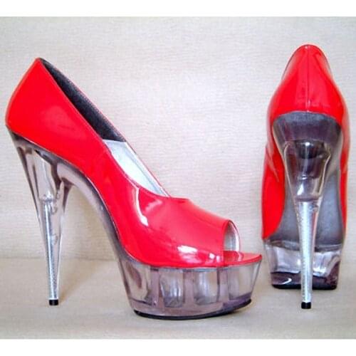 Stylish Open Toe Leather / Patent Platforms / Waterproof Sets In Women 15cm Super High Heel Shoes, Stiletto, Wedding Shoes