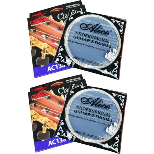 2 Sets Alice AC138 Crystal Nylon Top Classical Guitar Strings (Standard Tension 028-043),(Hard Tension 0285-044)