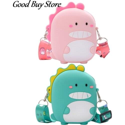 Cartoon Dinosaur Crossbody Bag Children Silicone Phone Pouch Shoulder Bags Satchel Girls Lovely Purse Animal Handbags Wallets