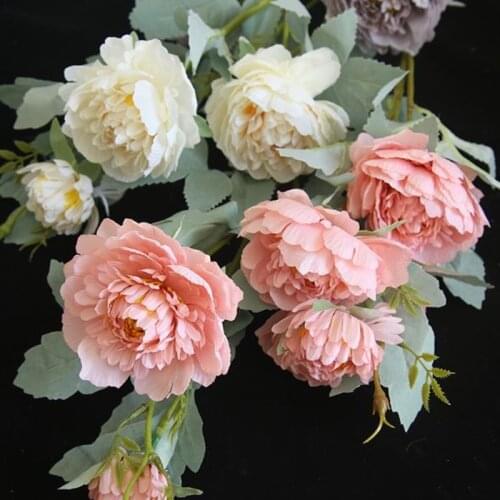 1 PC Wedding Peony Artificial Flowers INS Macarons Home Decor Garden Decoration Artificial Flower Bouquets Fake Flowers