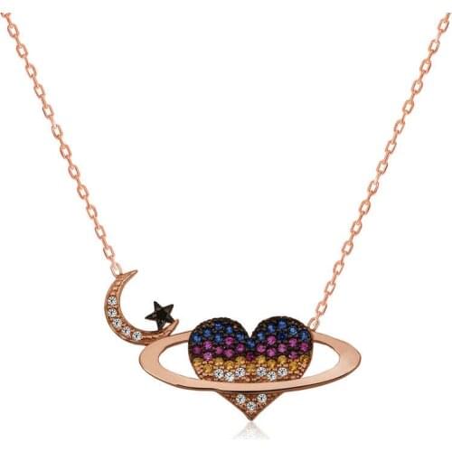 Tevuli 925 Sterling Silver Heart Planet Lady Necklace