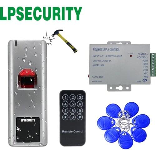 Outdoor 1000 users Fingerprint Reader RFID Biometric Fingerprint access Control Door Access System 10 tags power adapter 12V 3A