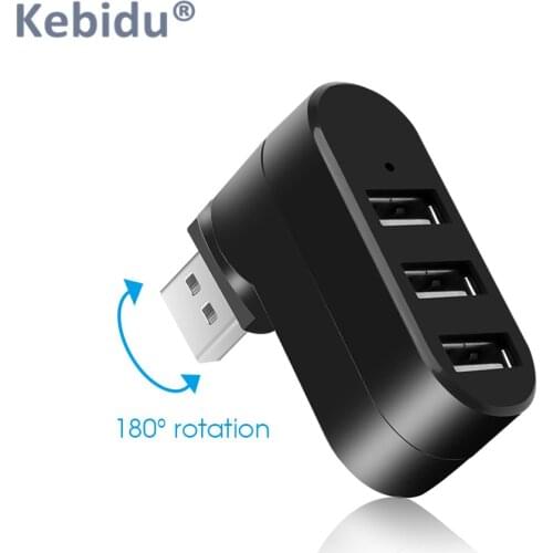 Kebidu USB Hubs 180 Degree Rotation High Speed 3 Ports USB HUB 2.0 Multi USB Splitter Adapter for Notebook/Tablet Computer PC